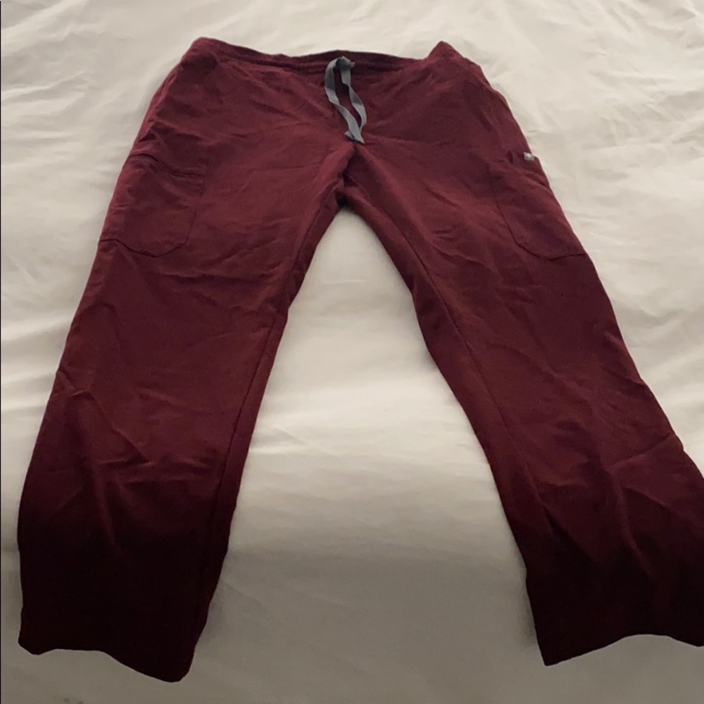 Figs burgundy scrub bottoms